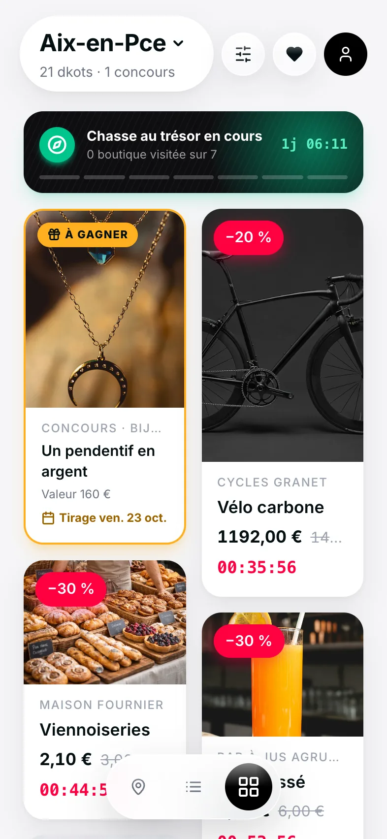 Le fil : une chasse au trésor en cours, un concours et des dkots, chacune avec son compte à rebours
